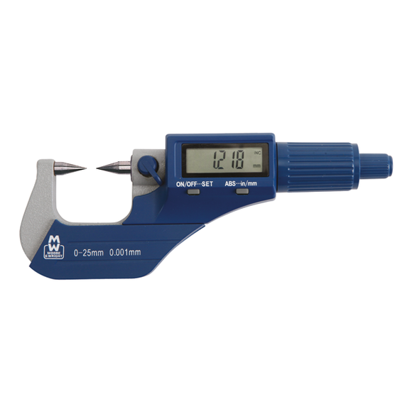 0-25mm Workshop Digital Point (30°) Micrometer MW270 - Moore & Wright