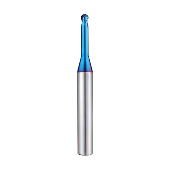 0.1mm x 0.05r (0.3mm Reach) 2 Flute Ball Nose Rib Processing End Mill - Europa Tool Pulsar Blue HRc70 1093500010 - Precision Engineering Tools EW Equipment