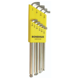 BONDHUS SBLX10B Stubby BriteGuard BallEnd Hex Key 10pcs Imperial Set (1/16" - 1/4") - BON16738