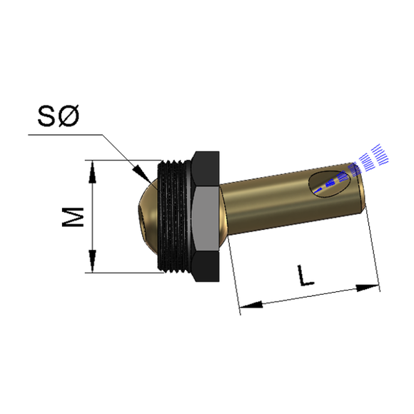 M12 Ball Cooling Pipe with Nut 50mm Length - Eroglu