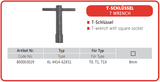 Bison T-Wrench with Square Socket - For T0/T1/T1X