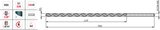 A125 - 4.0mm x 250mm Dormer HSS Extra Long Series Drill - Steam Tempered Finish