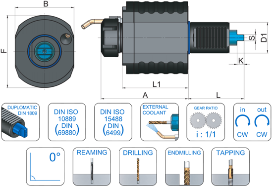 VDI 50 Axial Driven Tooling ER32 Collet Chuck to Suit Duplomatic DIN ...
