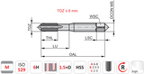 E559NO6 - M3x0.5 Dormer HSS Straight Flute Hand Tap Set Metric