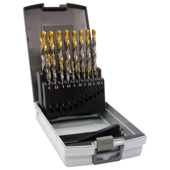 1.0-10.5mm 20 Piece HSS/DIN338 TiN Coated Drill Set In Increments of 0.5mm - Guhring 234