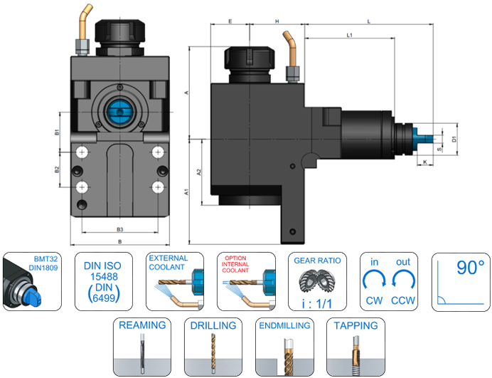 VDI 32 Radial Driven Tooling ER32 Collet Chuck to Suit Mori Seiki BMT3 ...