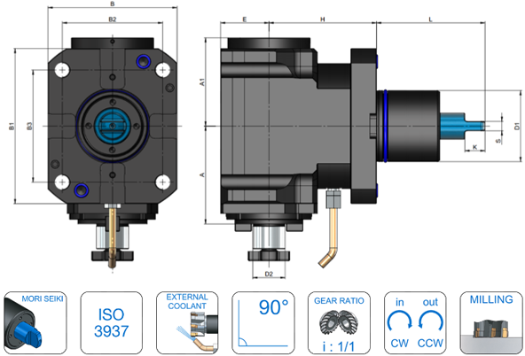 VDI 60 Radial Driven Tooling 22mm Face Mill Arbor to Suit Mori Seiki B ...