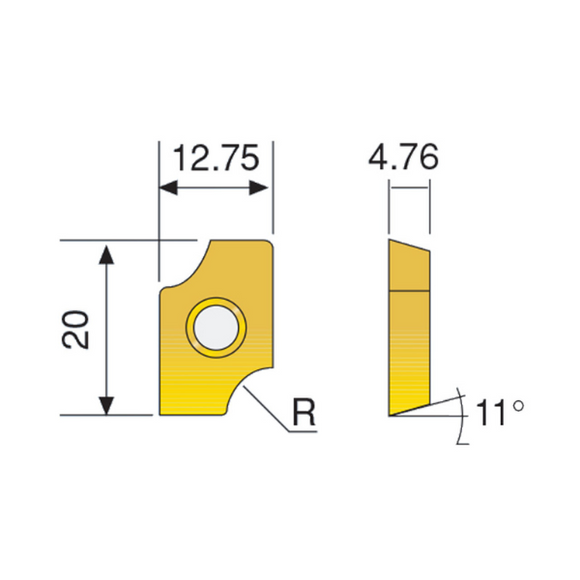 6.5mm Corner Radius Carbide Insert XPCW 2004 FR65 - Noma