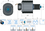 VDI 50 Axial Driven Tooling ER32 Collet Chuck to Suit Sauter-Revolver DIN 5482 Coupling - 117.5mm Gauge - Eroglu