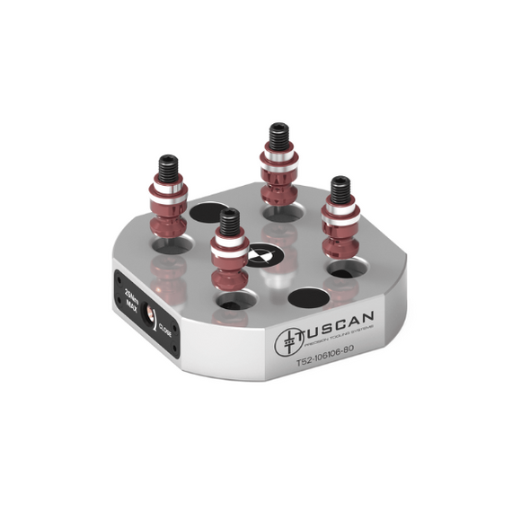 52mm Low Profile Base (Steel) For 5 Axis Vices (Mounting: 2 x M10 at 180° on 80mm PCD) - T52-106106-80