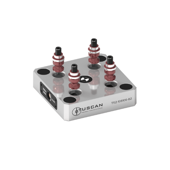 52mm Low Profile Base (Steel) For 5 Axis Vices (Mounting: 4 x M10 at 90° on 82mm PCD) - T52-106106-82
