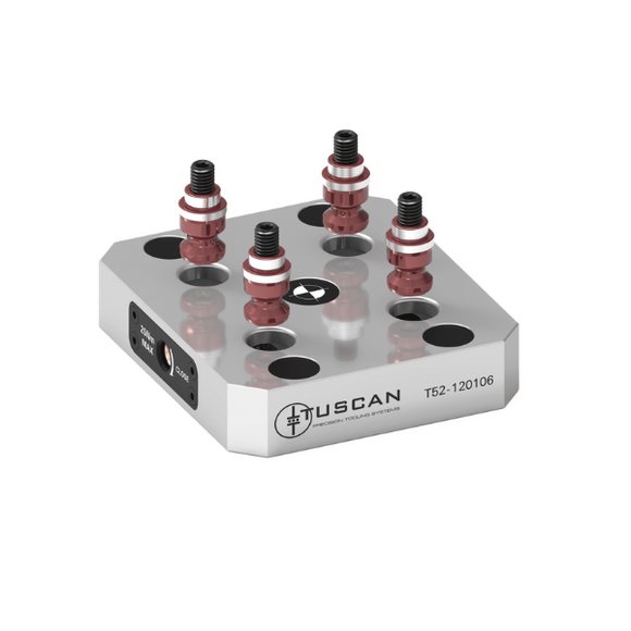 52mm Low Profile Base (Steel) For 5 Axis Vices (Mounting: 4 x M10 at 60° on 112mm PCD) - T52-120106