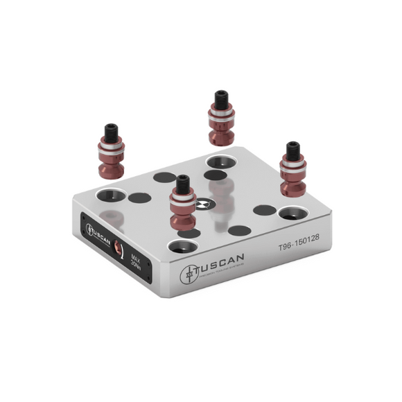 96mm Low Profile Base (Steel) For 5 Axis Vices (Mounting: 4 x M10 at 90° on 66mm PCD, 2 x M10 at 180° on 100mm PCD) - T96-150128
