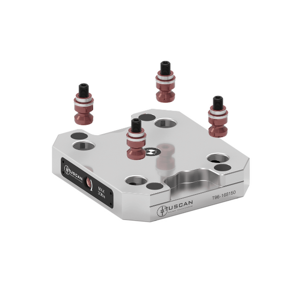 96mm Low Profile Base (Steel) For 5 Axis Vices (Mounting: 4 x M10 at 60° on 159mm PCD) - T96-168150