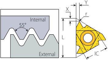 5ERQ55VTX (5.5-6.0mm 4.5-4 TPI) External Partial Profile 55° RH Threading Insert VTX Grade - Vargus | EW Equipment Vargus