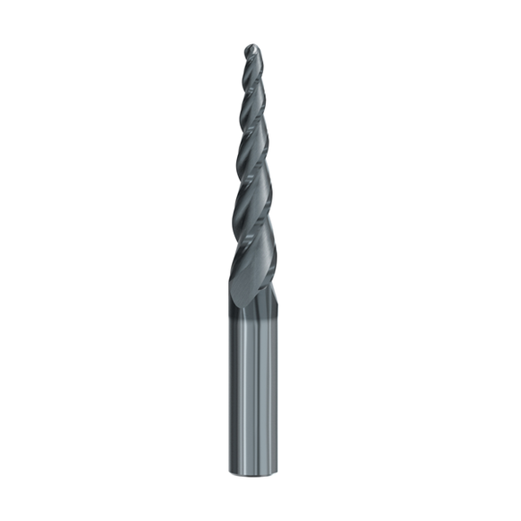 4° Taper / R2 x 59 - 3 Flute Solid Carbide Tapered Ball Nose Long End Mill Turbine - Emuge Franken - Precision Engineering Tools EW Equipment Emuge,