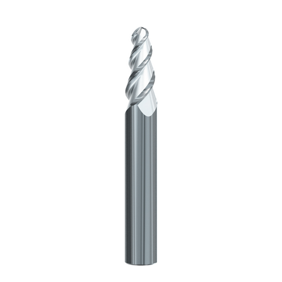 6° Taper / R2 x 30 - 3 Flute Solid Carbide Uncoated Tapered Ball Nose End Mill Turbine - Emuge Franken - Precision Engineering Tools EW Equipment Emuge,